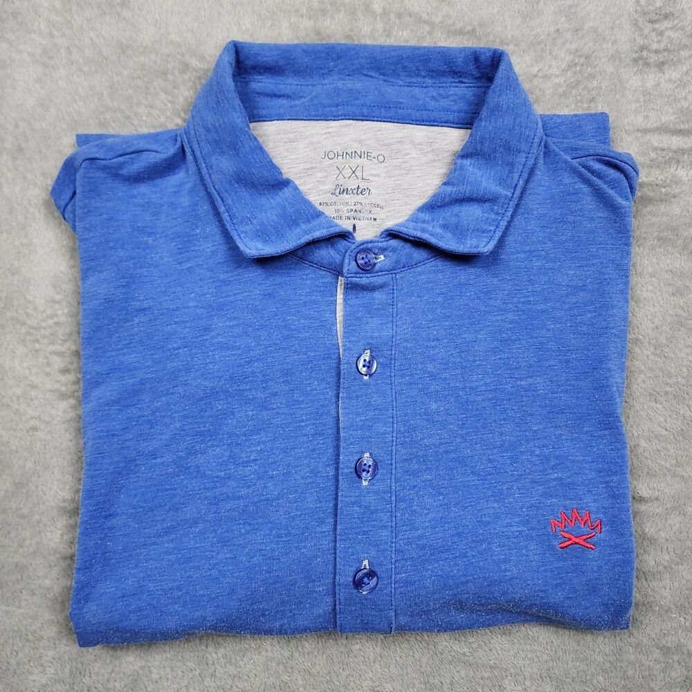 Johnnie-O Linxter Polo Shirt XXL Blue Short Sleeve 4-Button Casual Golf Style